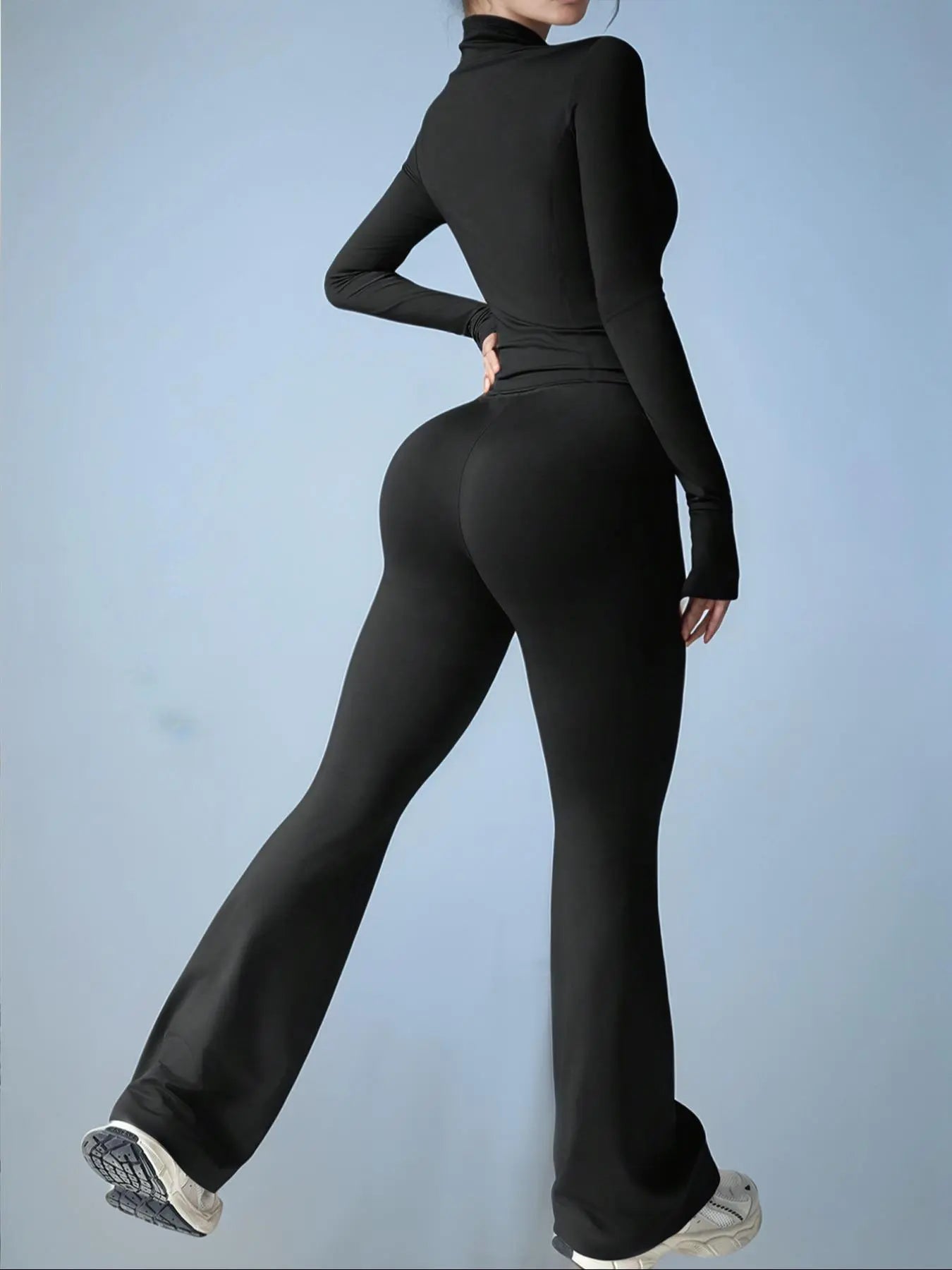 Women'S Slim Fit Workout Set, Long Sleeve Sports Jacket & High Waist Leggings, Comfortable Fashion Running Gym Clothes, Yoga Clothes Set, 2 Piece