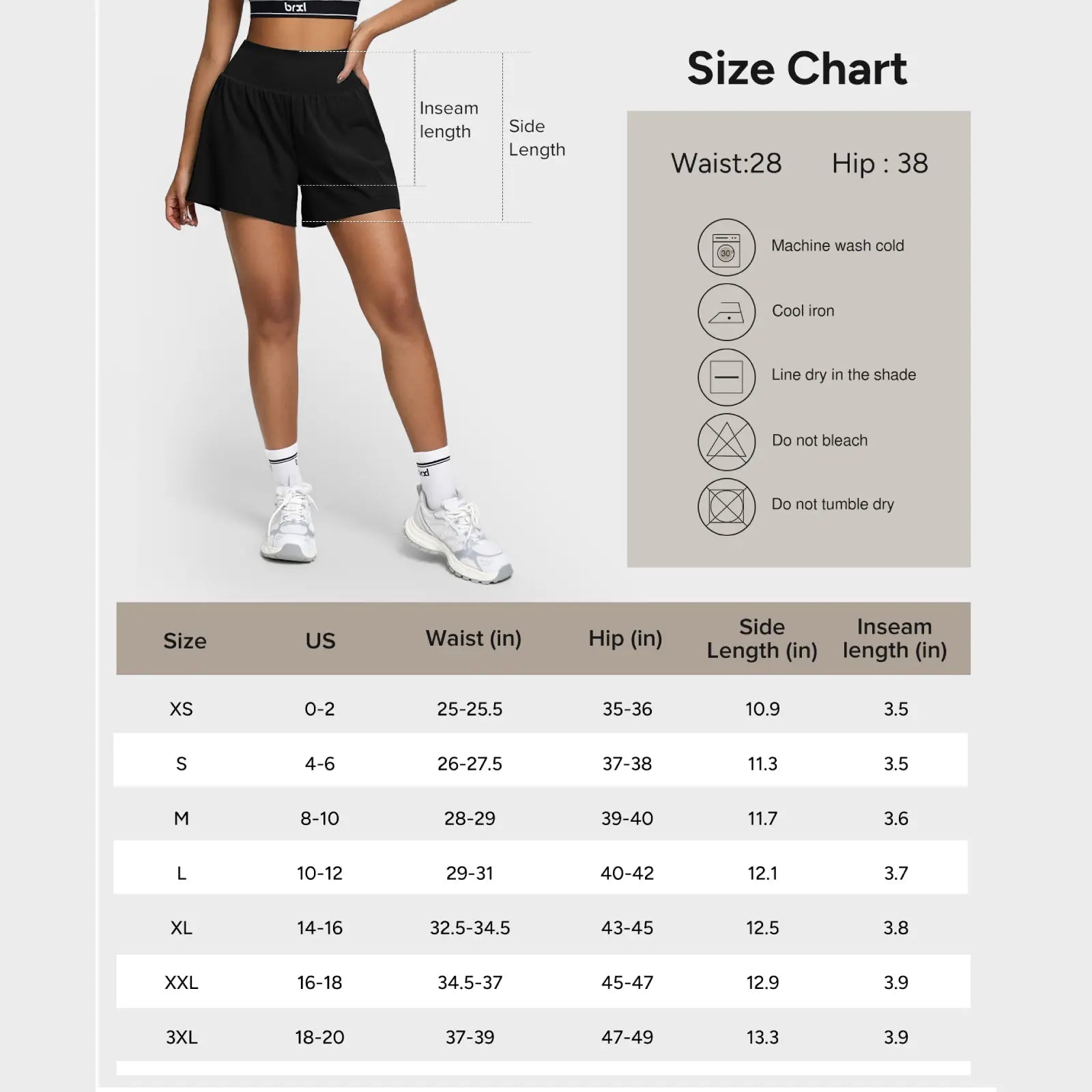 BRXL 2 in 1 Running Shorts for Women 3.5" High Waisted Tennis Workout Athletic Lounge with Pockets Lightweight Quick Dry