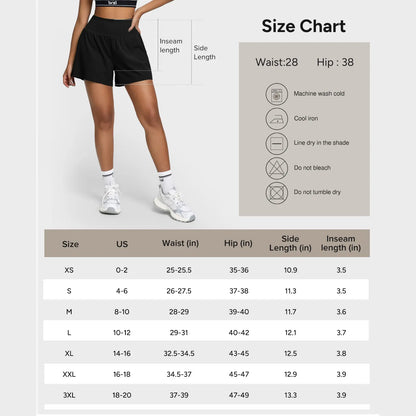 BRXL 2 in 1 Running Shorts for Women 3.5" High Waisted Tennis Workout Athletic Lounge with Pockets Lightweight Quick Dry