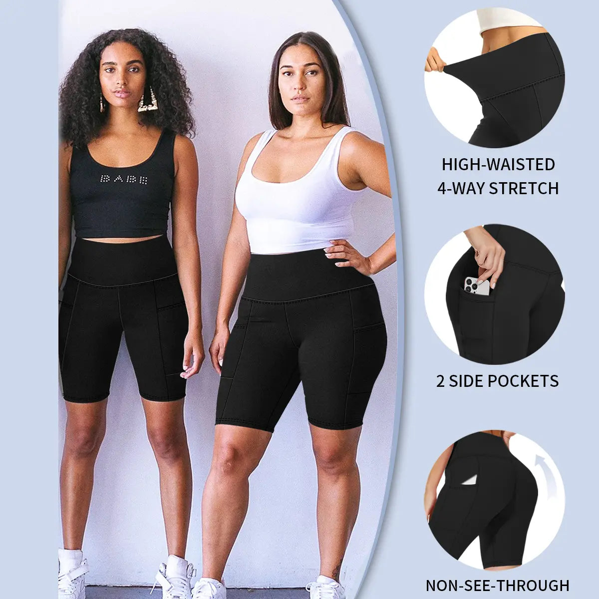 3 Pack plus Size Biker Shorts with Pockets for Women High Waist Tummy Control Shorts for Yoga Workout Shorts