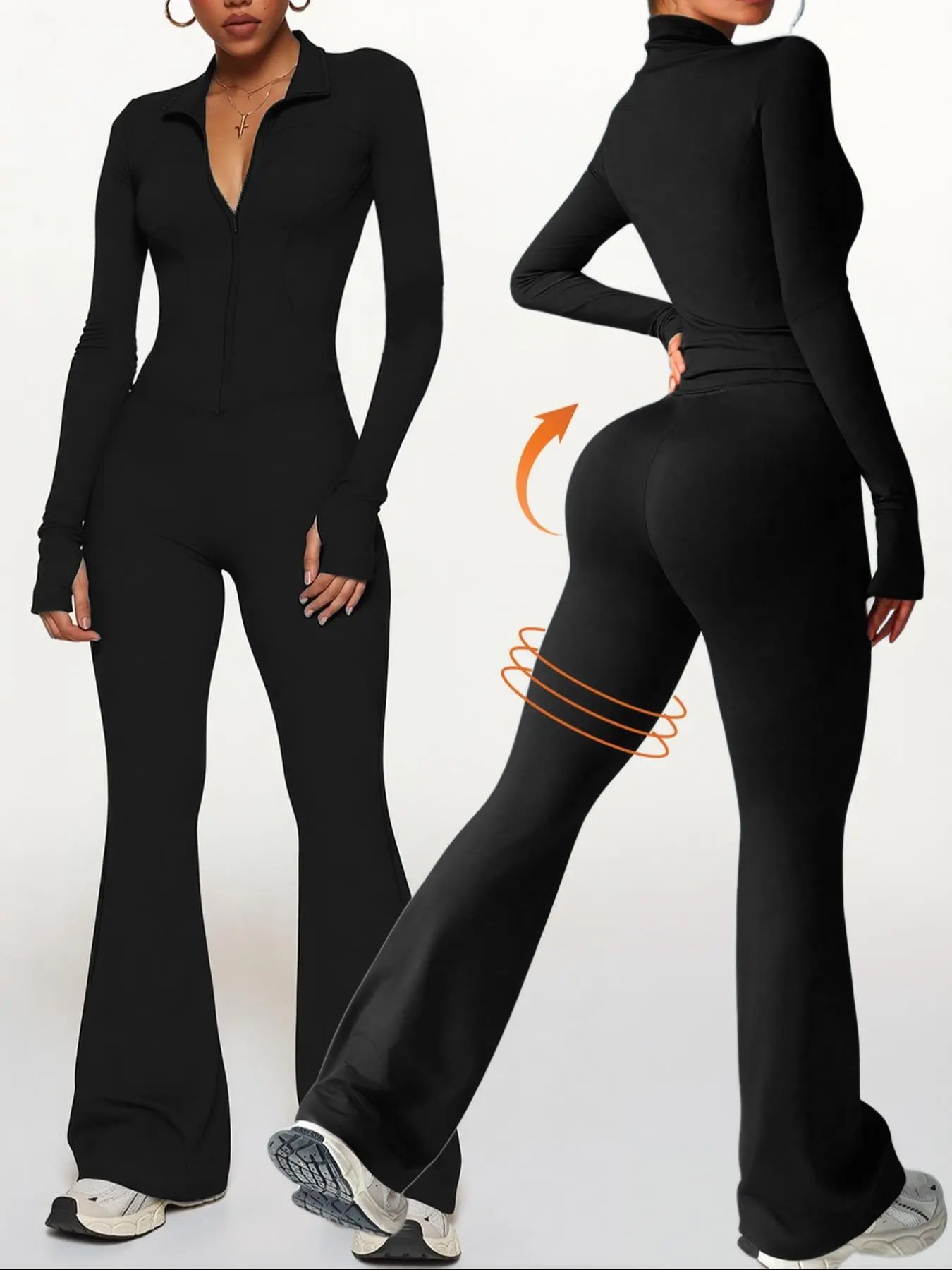 Women'S Slim Fit Workout Set, Long Sleeve Sports Jacket & High Waist Leggings, Comfortable Fashion Running Gym Clothes, Yoga Clothes Set, 2 Piece