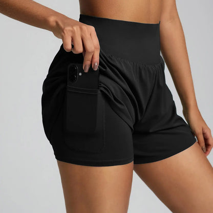 BRXL 2 in 1 Running Shorts for Women 3.5" High Waisted Tennis Workout Athletic Lounge with Pockets Lightweight Quick Dry