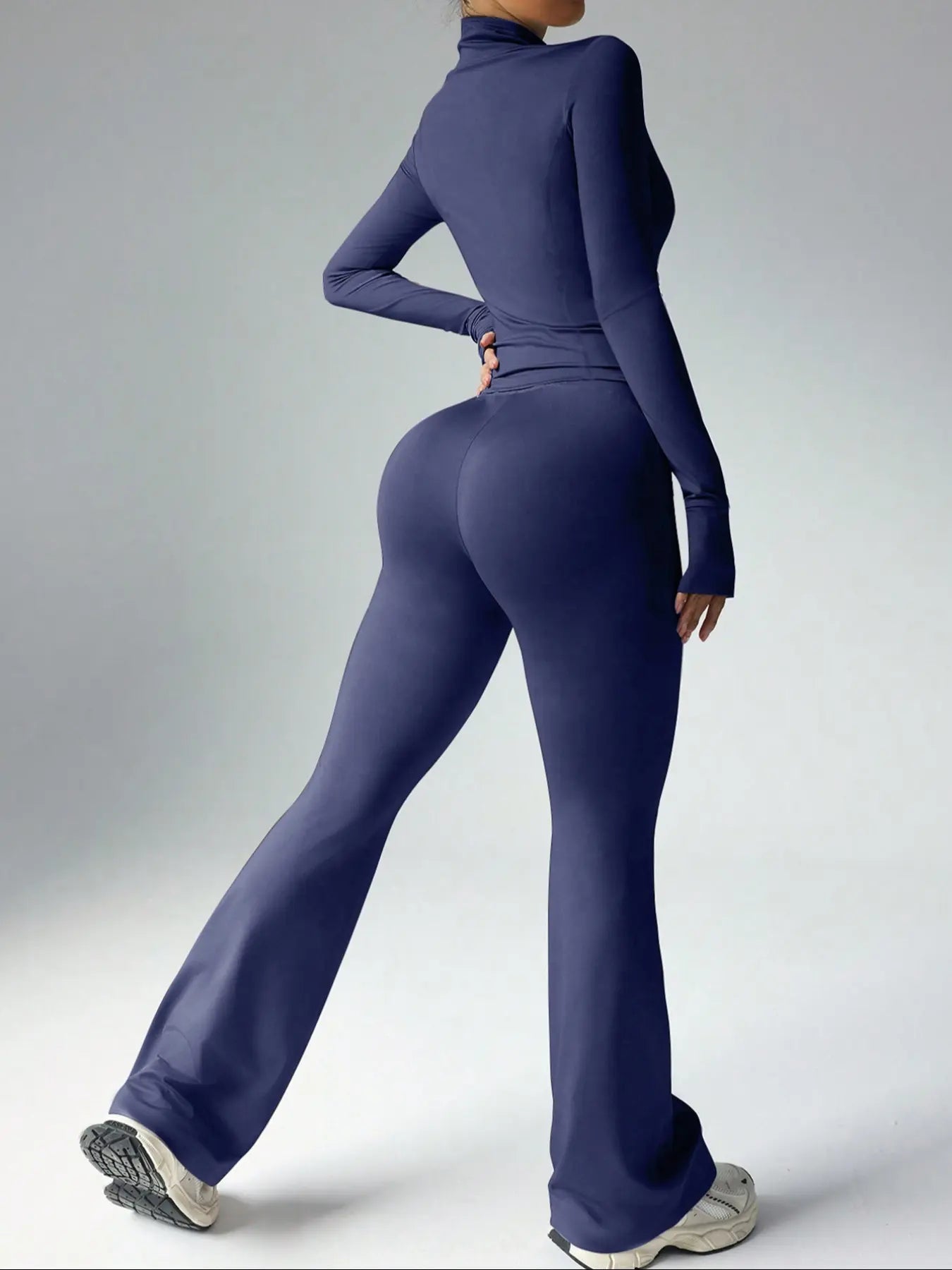 Women'S Slim Fit Workout Set, Long Sleeve Sports Jacket & High Waist Leggings, Comfortable Fashion Running Gym Clothes, Yoga Clothes Set, 2 Piece